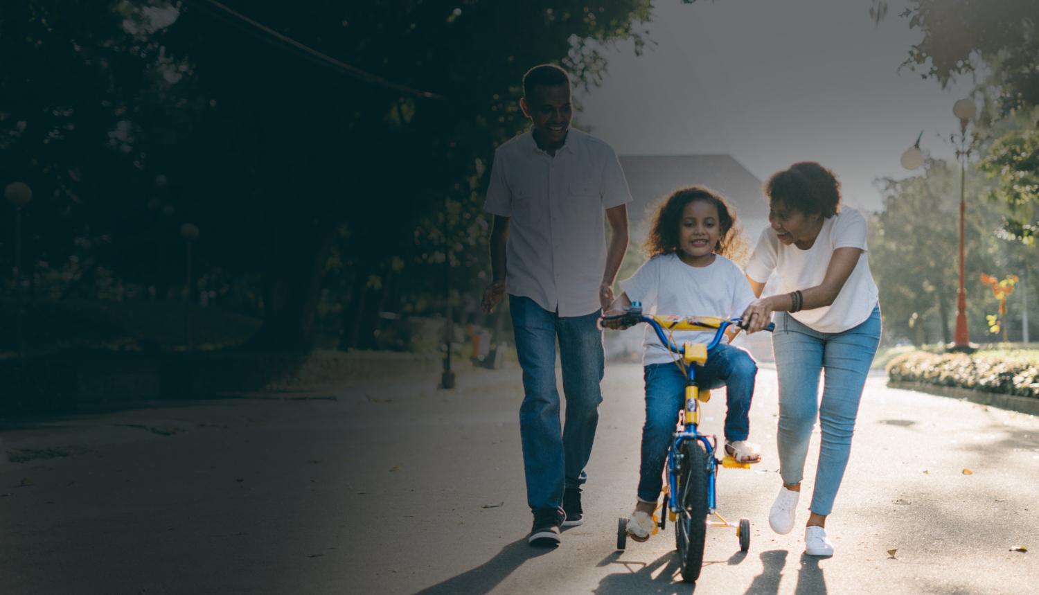 A family learning healthy habits together